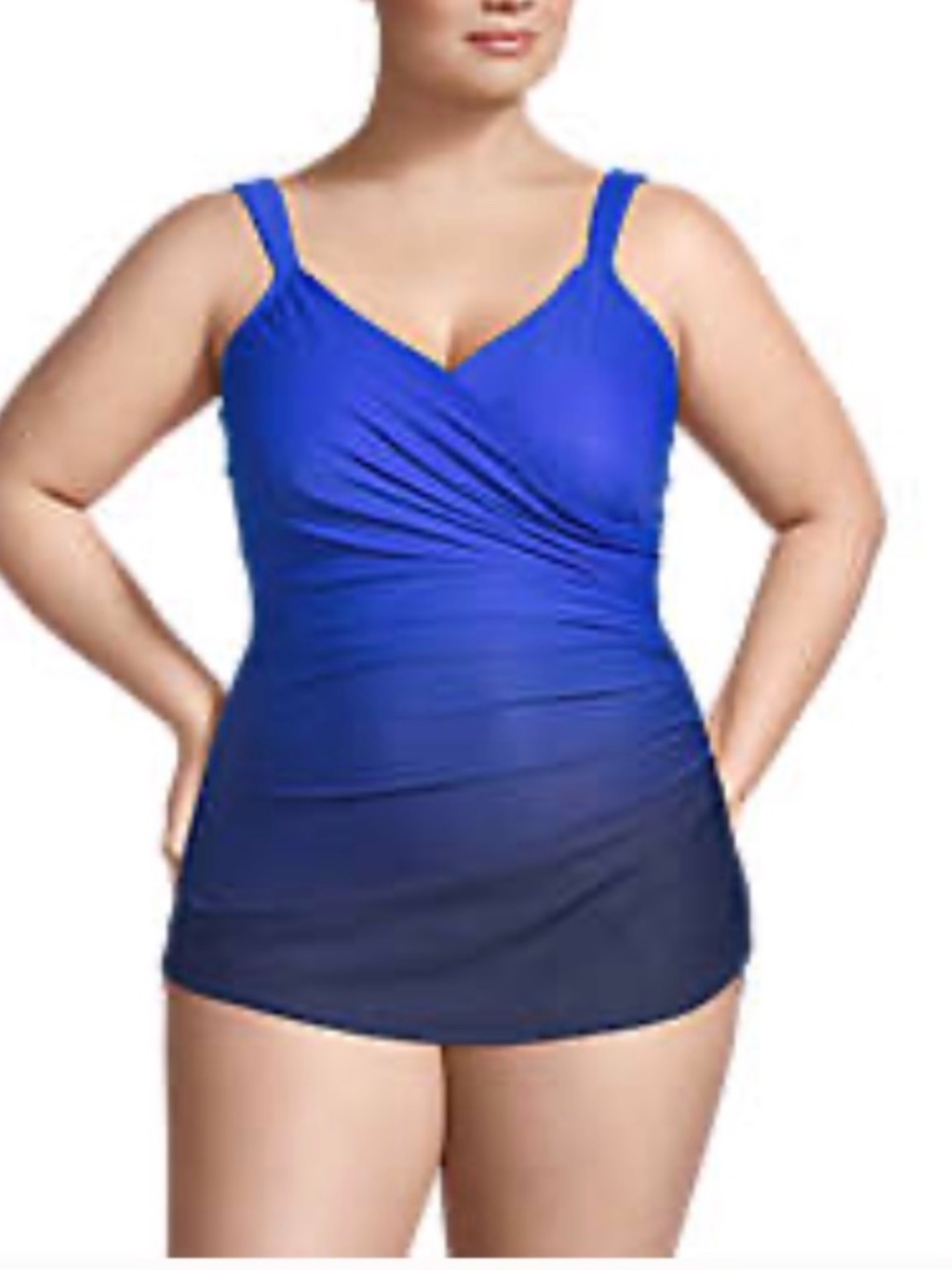 Lands’ End SlenderSuit Wrap One-Piece Swimsuit – Size 18W DDD